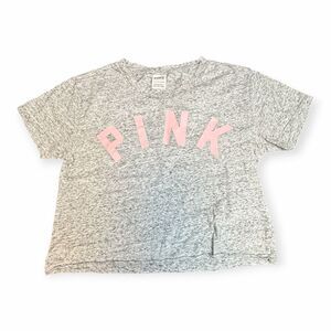 PINK VICTORIA’S SECRET Women’s Heather Gray Short Sleeve Graphic T-Shirt Size Ex